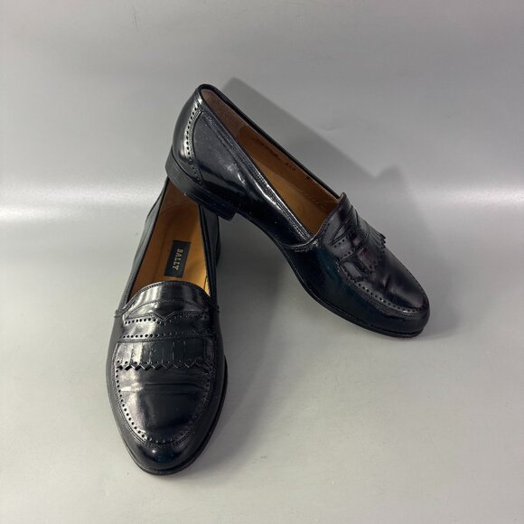 Bally Decca Black Leather Dress Loafers, Size 8 1/2 D - Picture 1 of 14